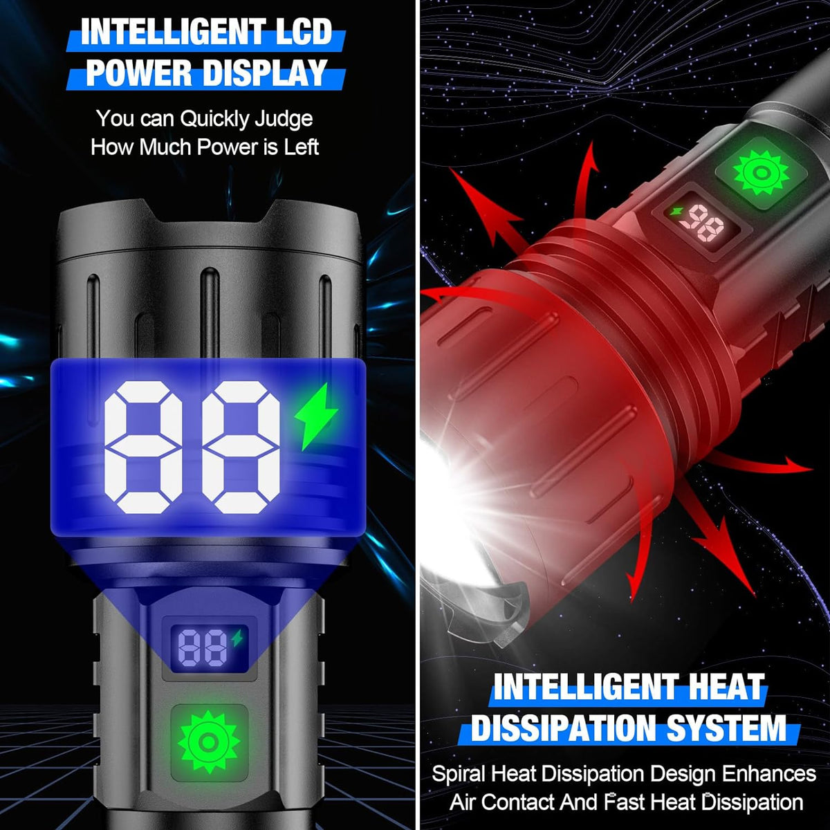 100,000 Lumen Tactical Flashlight — Power Bank & LCD Display 4