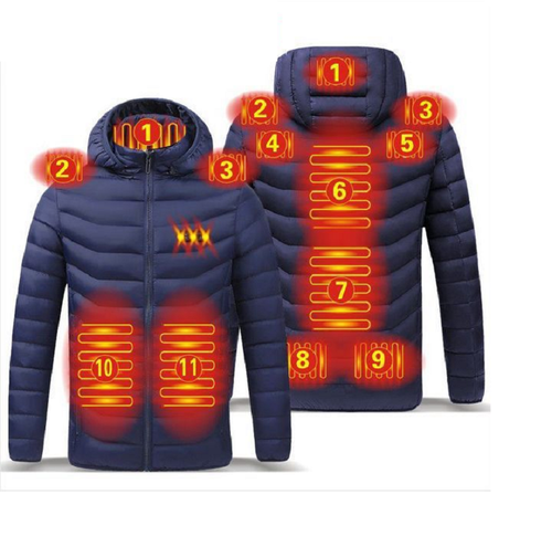 11-Zone Electric Heated Hoodie Jacket — USB Powered Winter Coat 2