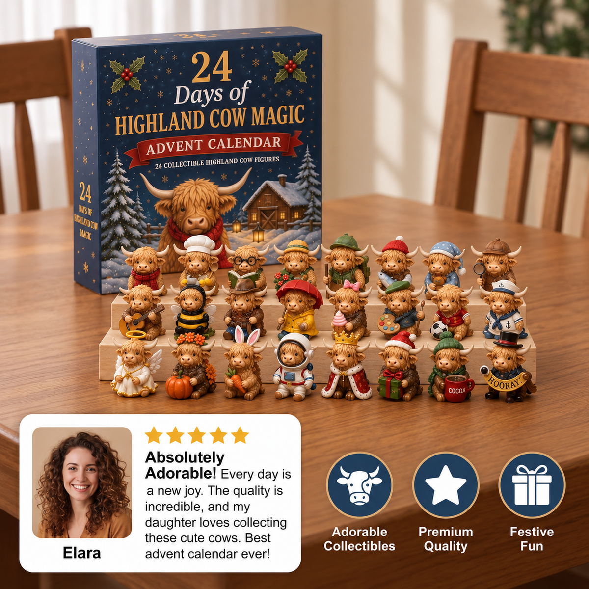 Highland Cow Advent Calendar — 24 Collectible Mini Figurines 3