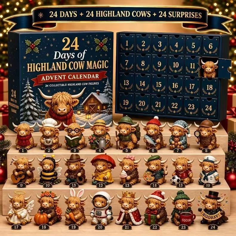 Highland Cow Advent Calendar — 24 Collectible Mini Figurines 6
