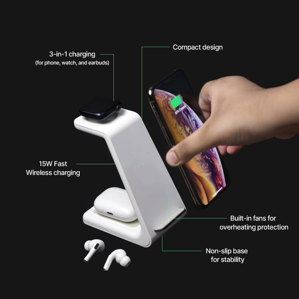 3-in-1 Fast Wireless Charging Station — 15W Multi-Device Dock 8
