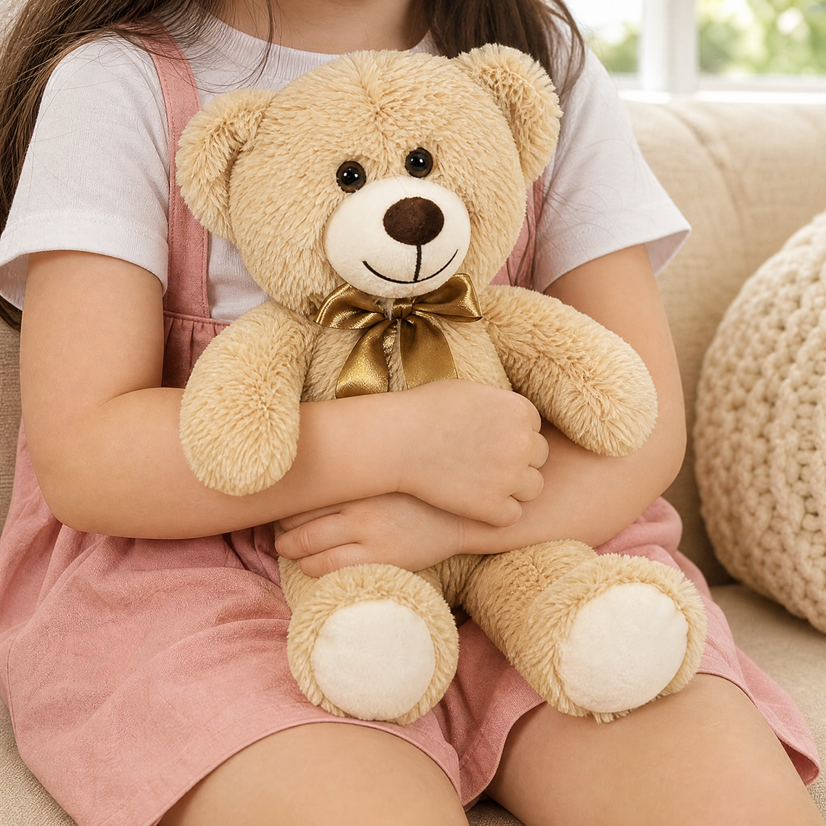 Teddy Bear Plush with Satin Bow — Soft Stuffed Animal Gift 2