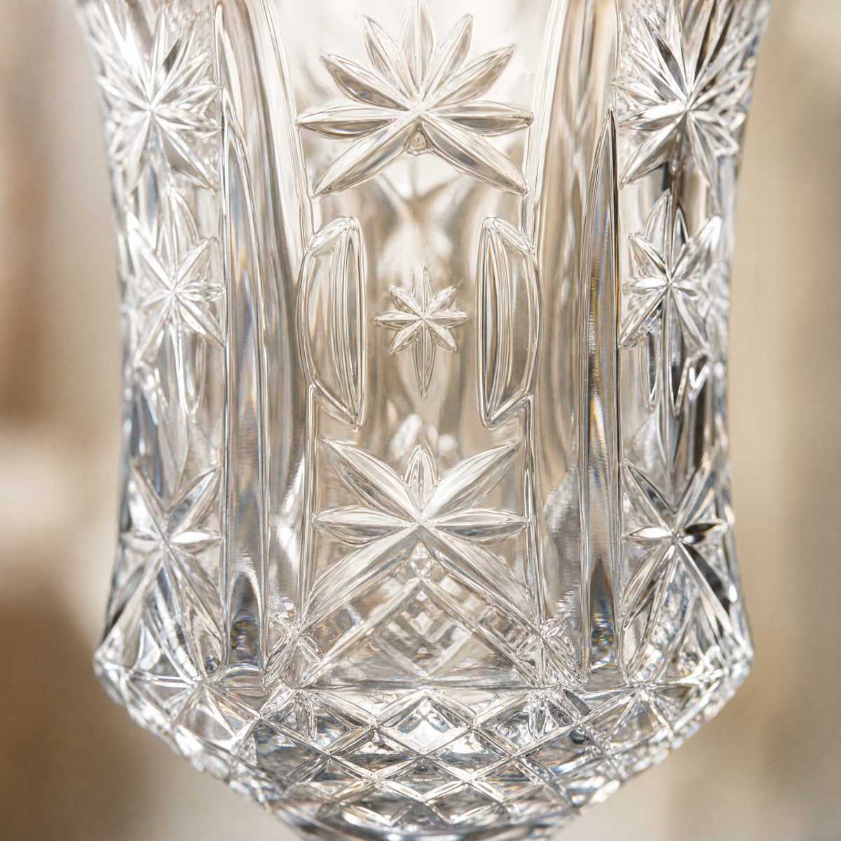 Champagne Glass Vintage Crystal-Cut Engraved Goblet 5