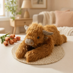 Weighted Plush Highland Cow — 25.6 in Long-Hair Faux Fur 1