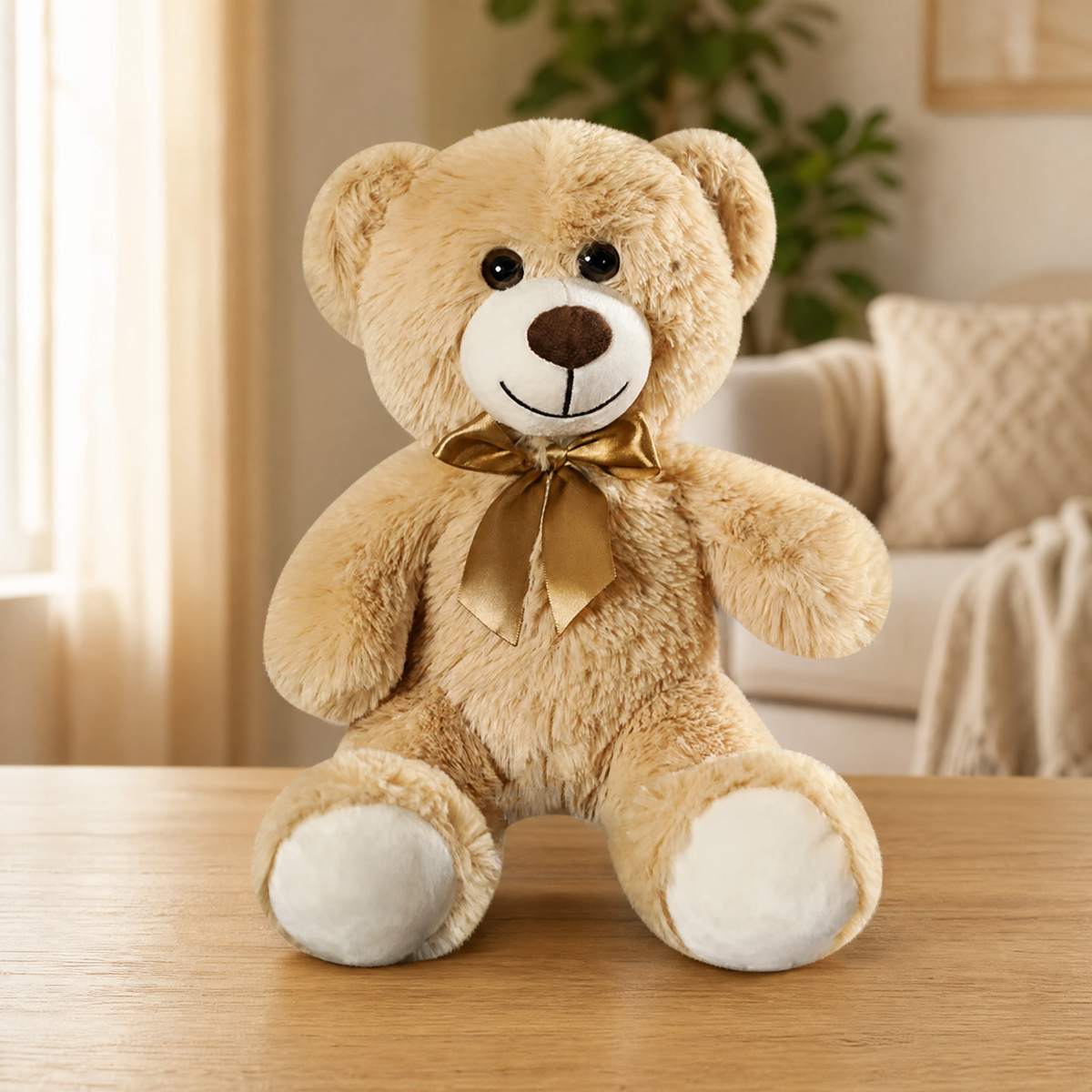 Teddy Bear Plush with Satin Bow — Soft Stuffed Animal Gift 1