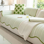 Herringbone Sofa Cover Scallop Edge — Microfiber Couch Protector 5