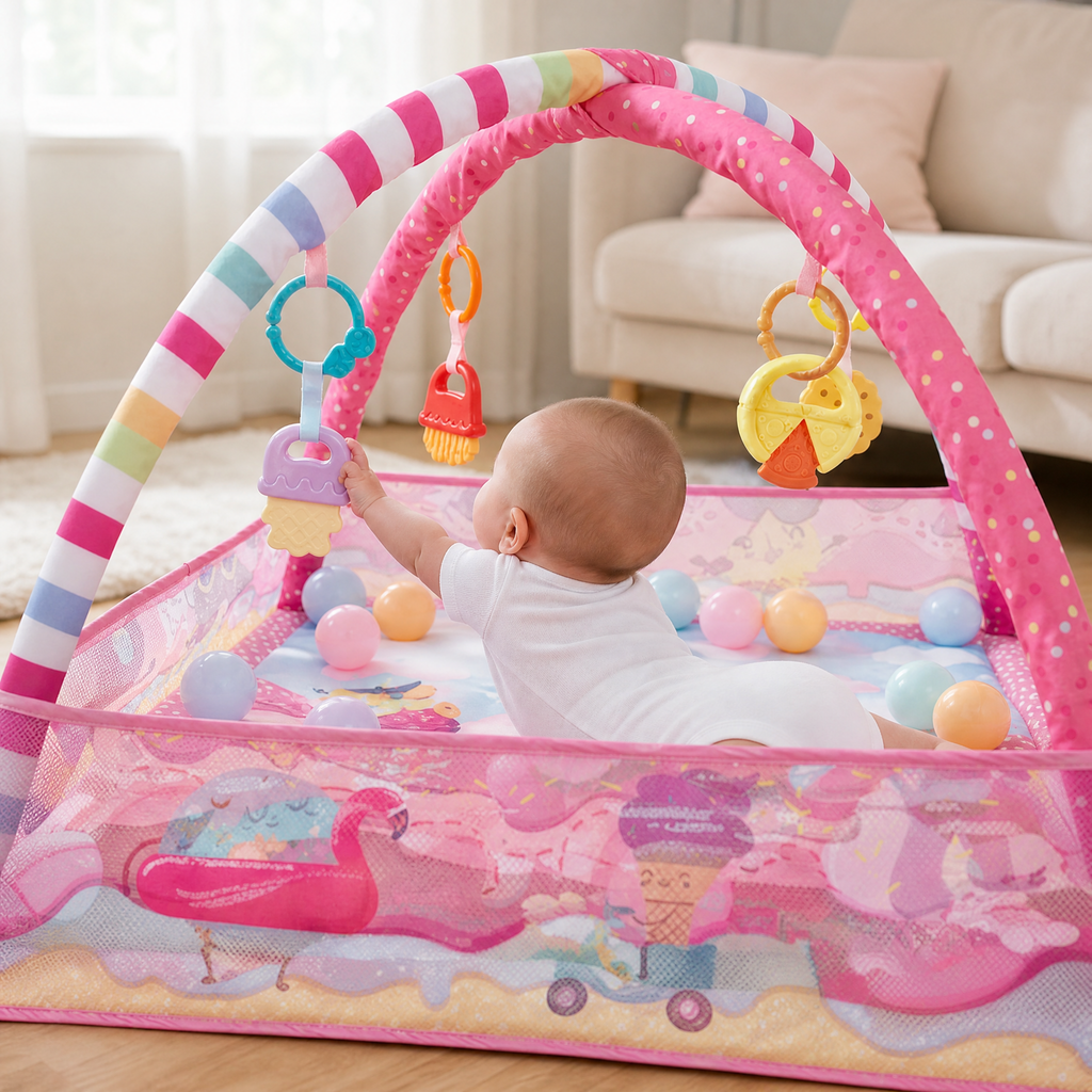 Baby Play Mat & Ball Pit Activity Gym with Hanging Toys 2