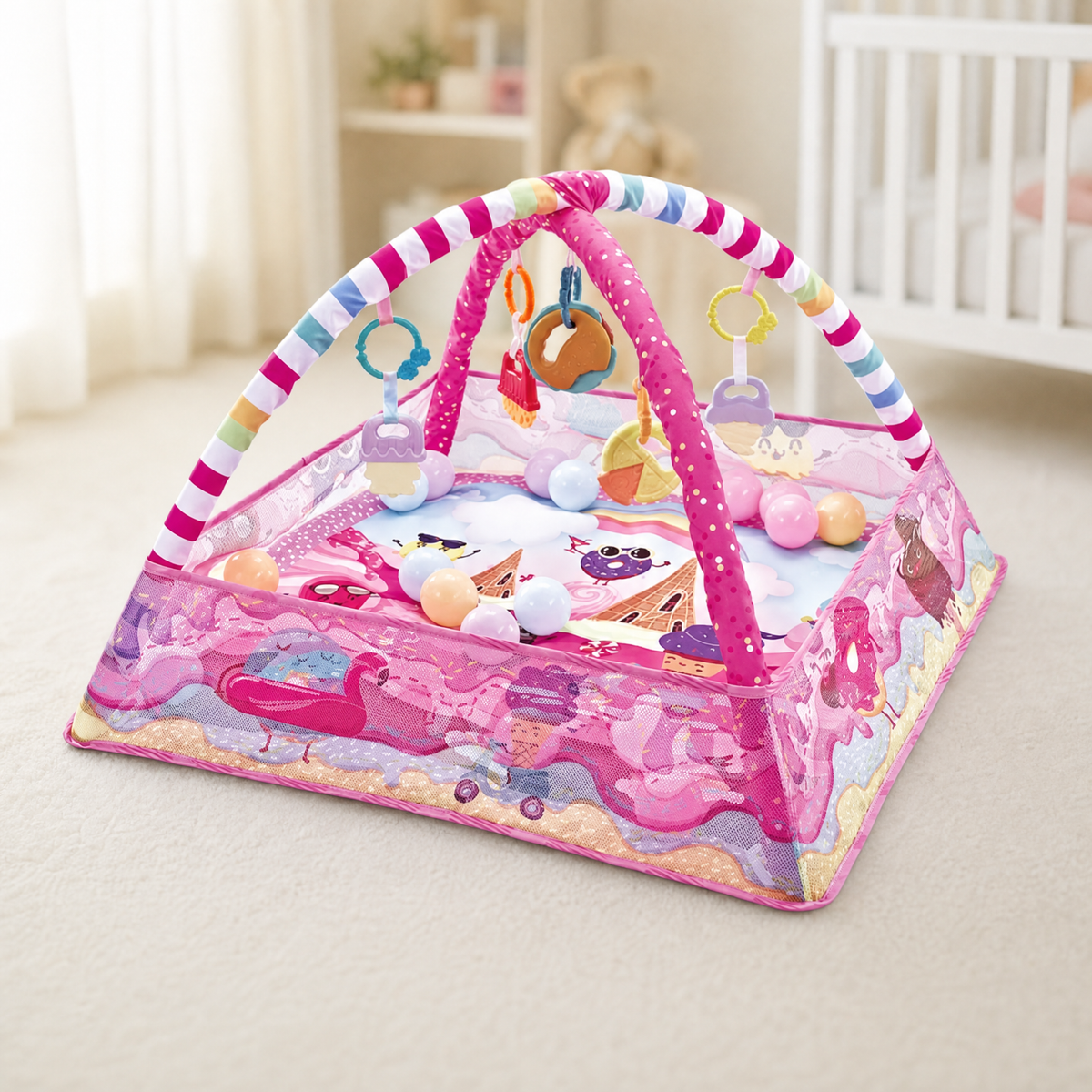 Baby Play Mat & Ball Pit Activity Gym with Hanging Toys 1