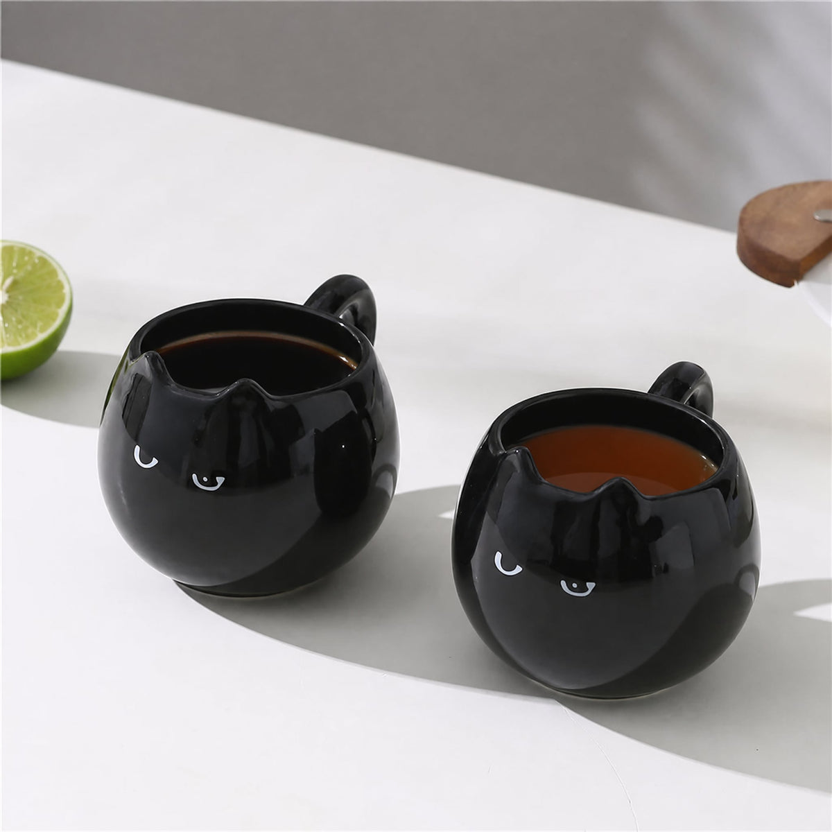 Black Cat Ceramic Mug with Sculpted Ears — 13 oz 4