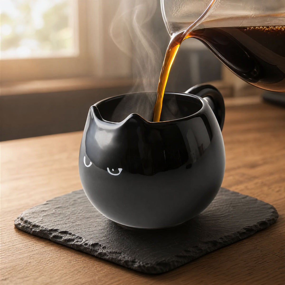 Black Cat Ceramic Mug with Sculpted Ears — 13 oz 5