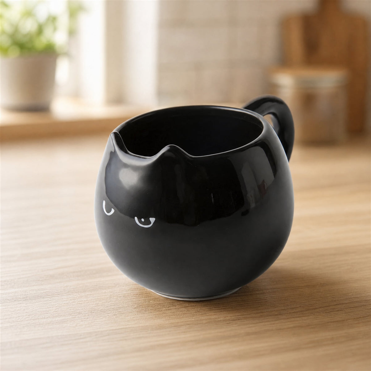Black Cat Ceramic Mug with Sculpted Ears — 13 oz 1