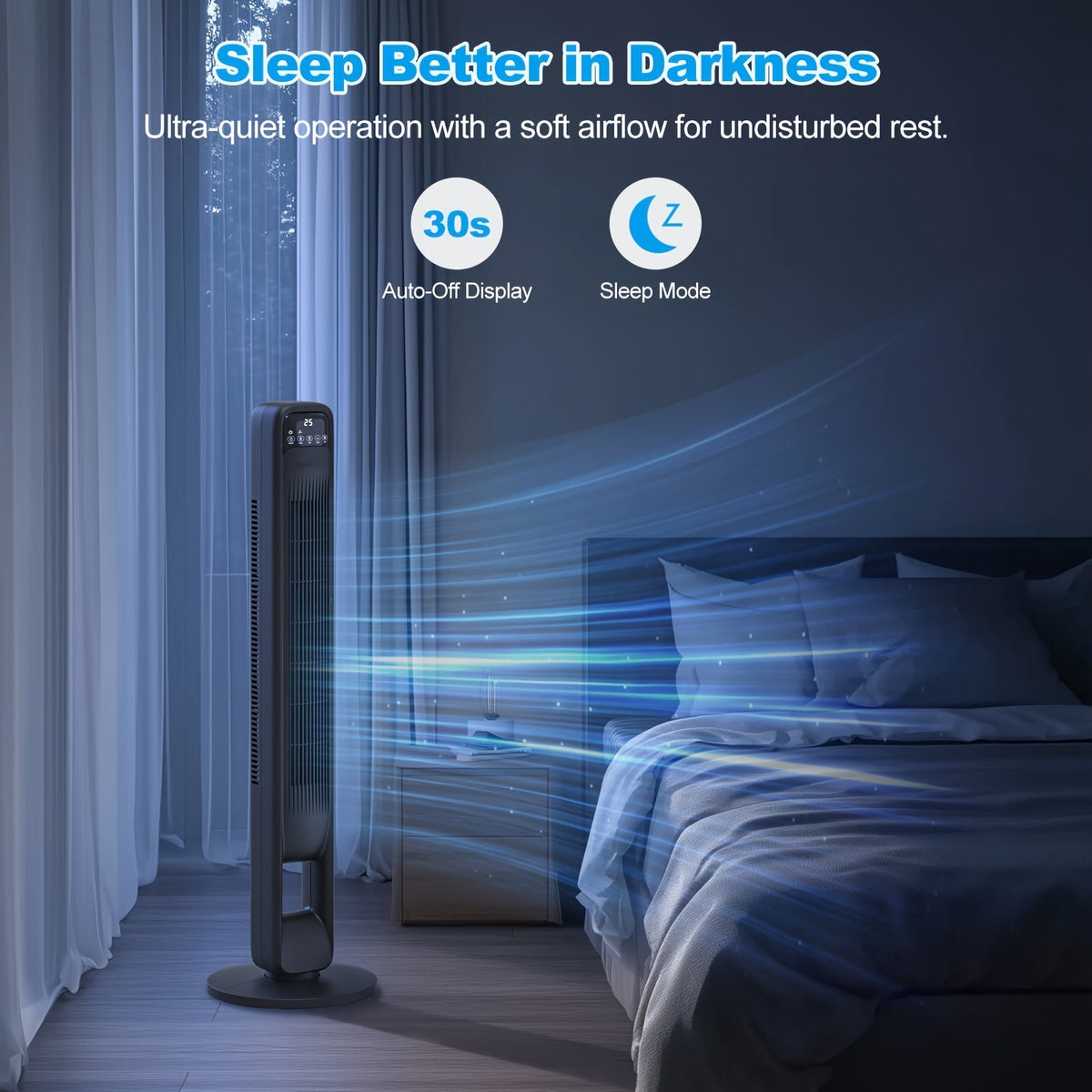 Bladeless Tower Fan — 60° Oscillation & 12H Timer 2