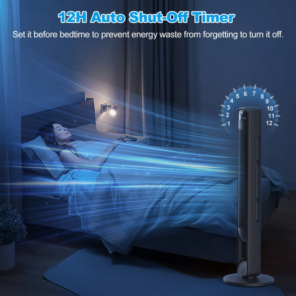 Bladeless Tower Fan — 60° Oscillation & 12H Timer 4