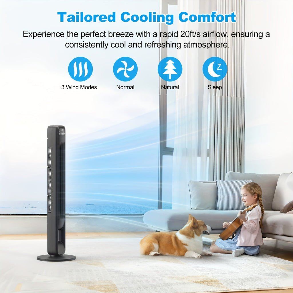 Bladeless Tower Fan — 60° Oscillation & 12H Timer 5