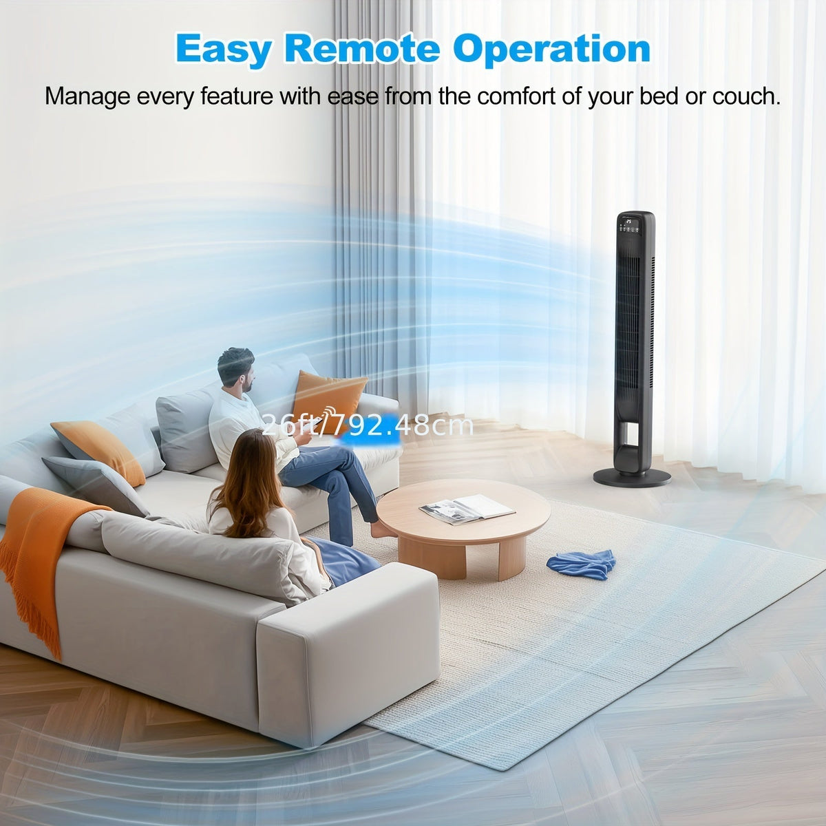 Bladeless Tower Fan — 60° Oscillation & 12H Timer 8