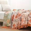 Boho Floral Cotton Blanket with Fringe — 100% Cotton Throw 2