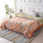 Boho Floral Cotton Blanket with Fringe — 100% Cotton Throw 3