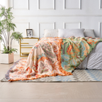 Boho Floral Cotton Blanket with Fringe — 100% Cotton Throw 4