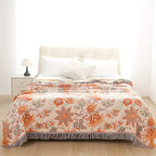 Boho Floral Cotton Blanket with Fringe — 100% Cotton Throw 5
