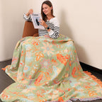 Boho Floral Cotton Blanket with Fringe — 100% Cotton Throw 7