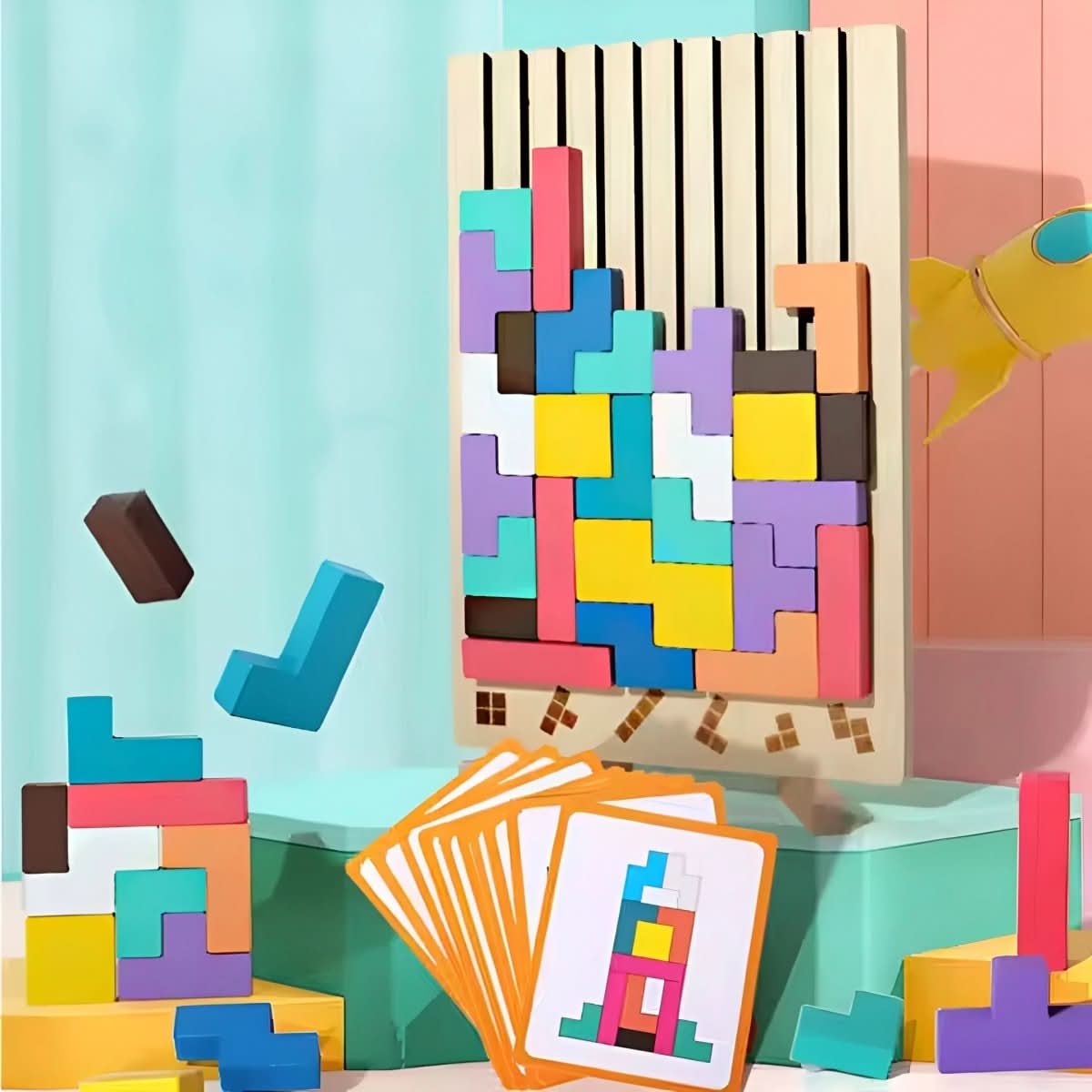 Montessori Toys — BriqLearn Wooden Tetris Stacking Game 2