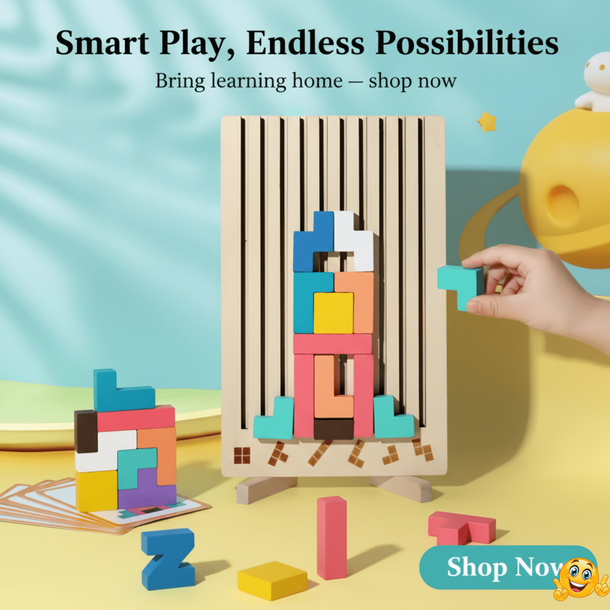 Montessori Toys — BriqLearn Wooden Tetris Stacking Game 6