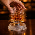 Whiskey Glass Set of 2 — 360° Rotating Diamond Cut Tumbler 2