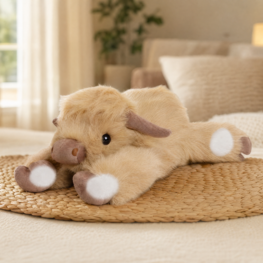Weighted Plush Highland Cow — 25.6 in Long-Hair Faux Fur 6