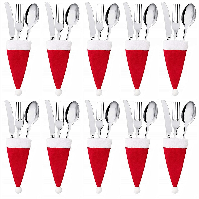 Christmas Santa Silverware Holders — 10-Piece Holiday Set 2