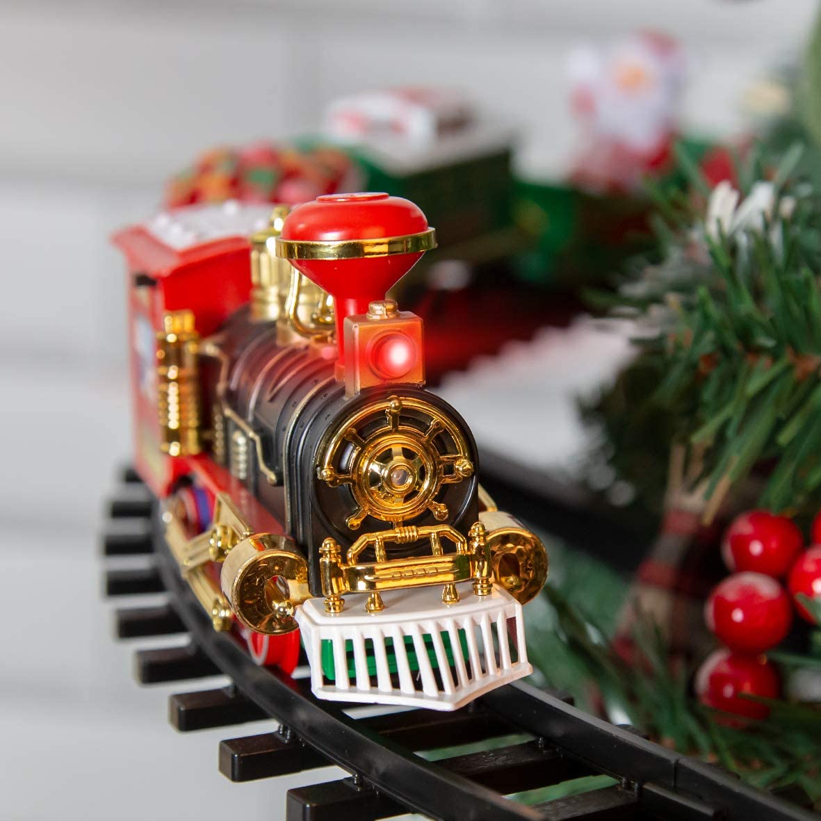 Christmas Tree Toy Train Set with Lights — Mounts on Trunk 6