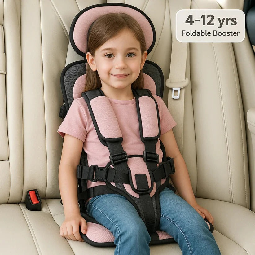 Foldable Child Travel Booster Seat — 5-Point Harness, 132 lb 11