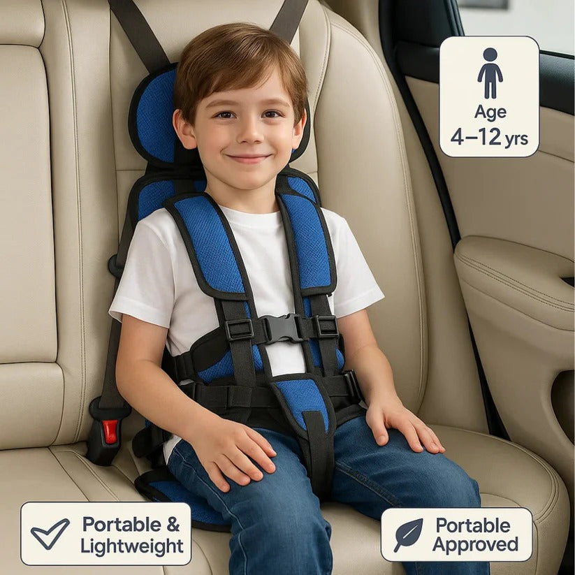 Foldable Child Travel Booster Seat — 5-Point Harness, 132 lb 9