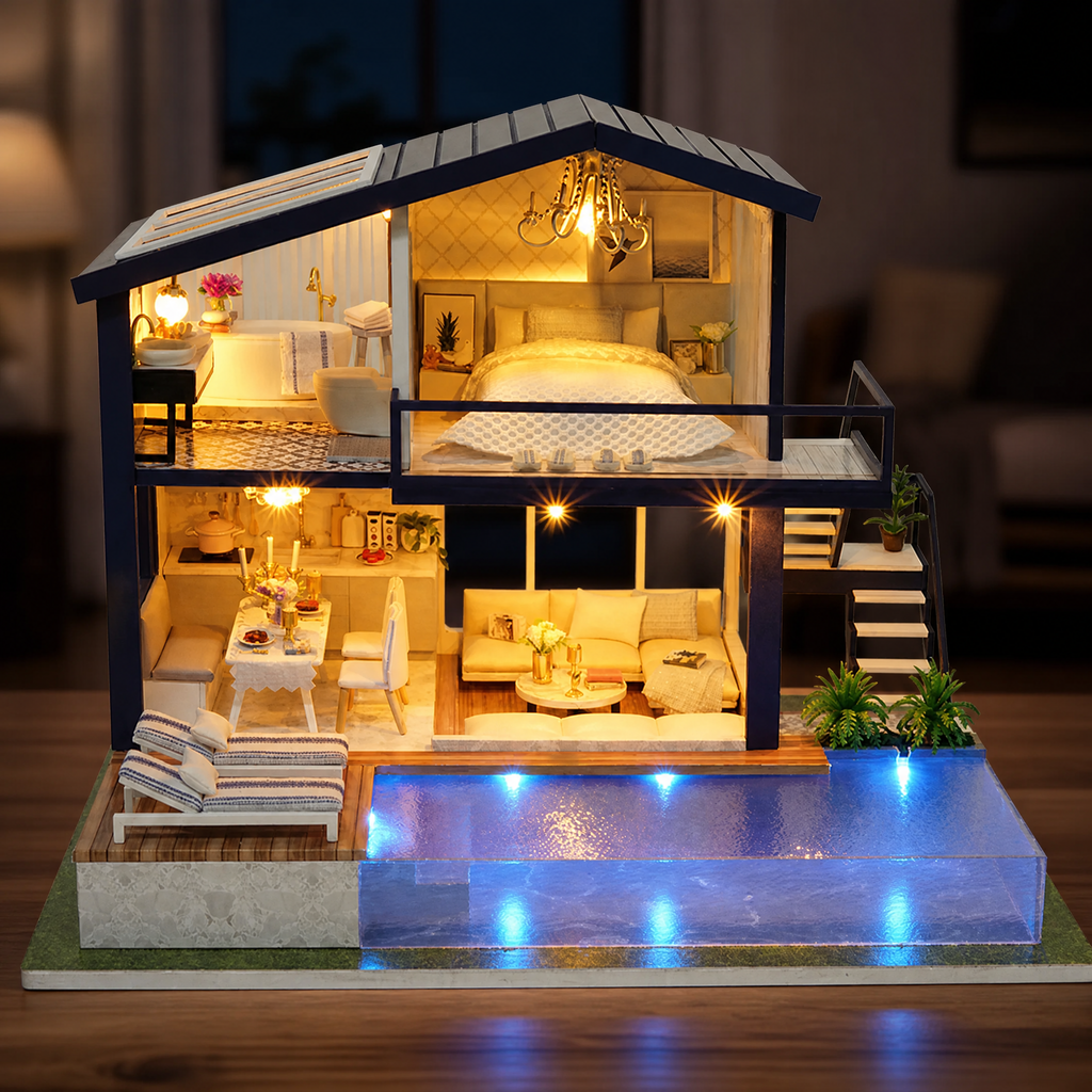 Dollhouse DIY Miniature Kit with LED Lights — Multiple Styles 3