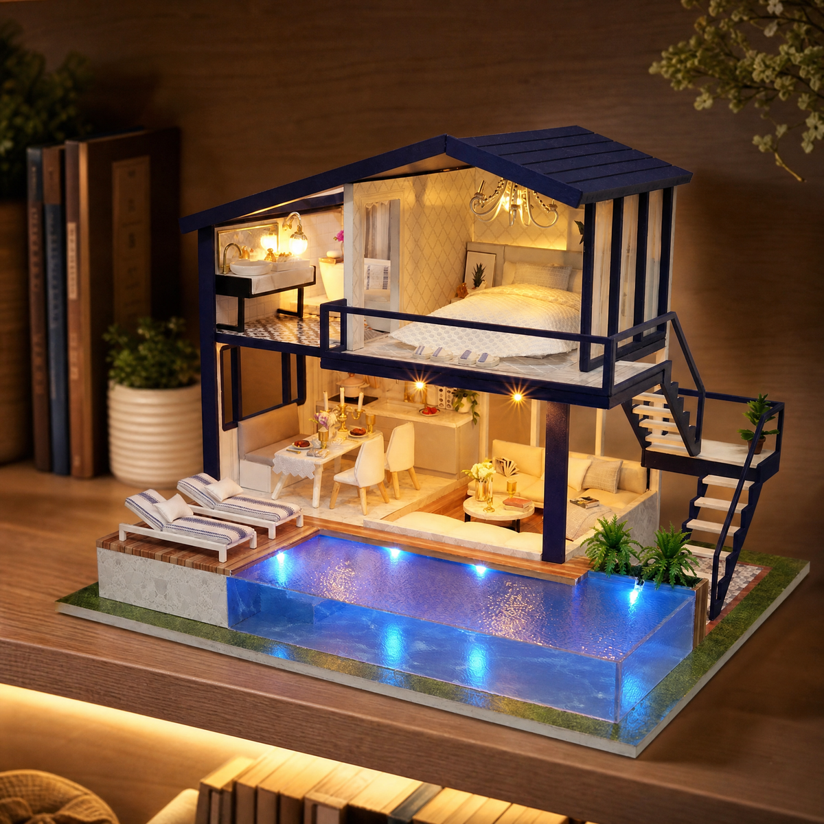 Dollhouse DIY Miniature Kit with LED Lights — Multiple Styles 5