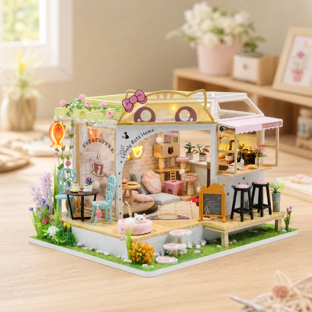 Dollhouse DIY Miniature Kit with LED Lights — Multiple Styles 6