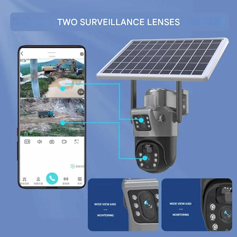 DualGuard 4K Solar Security Camera — Dual Lens 10x Zoom IP66 12