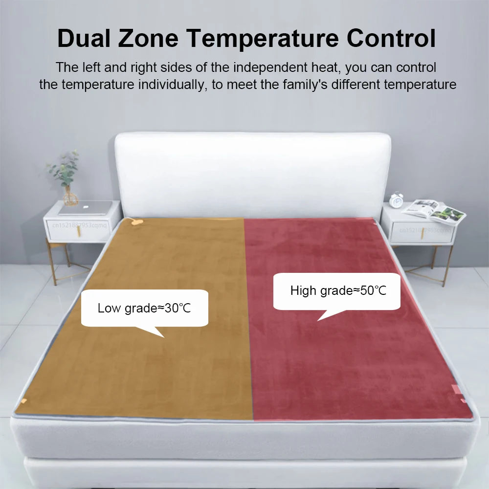 Electric Heated Blanket — Auto Thermostat Dual Size Bed Warmer 3
