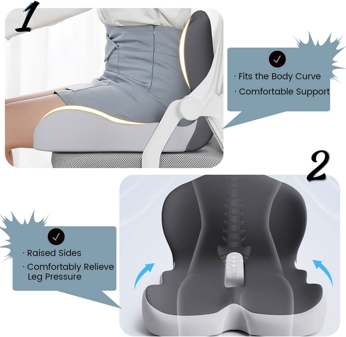 Memory Foam Seat Cushion — Ergonomic Posture Support Pad 4