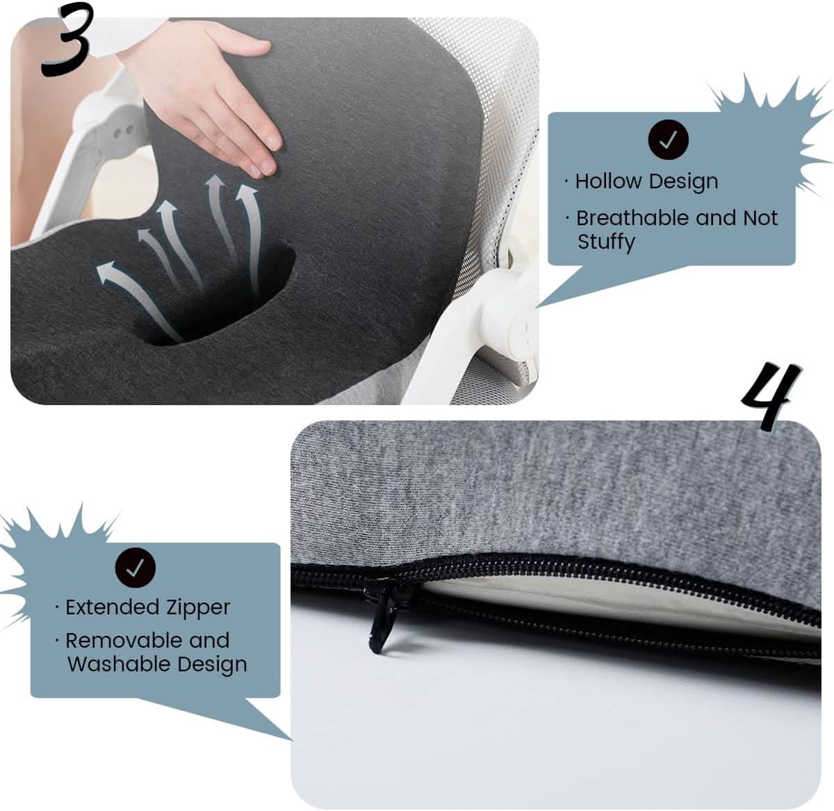 Memory Foam Seat Cushion — Ergonomic Posture Support Pad 5