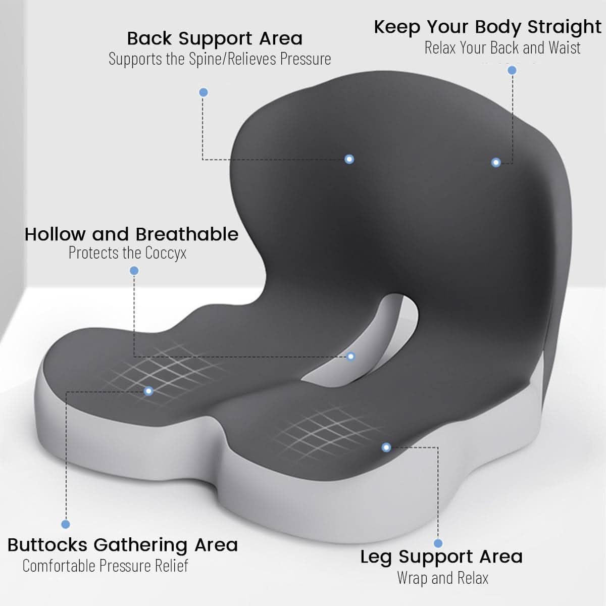Memory Foam Seat Cushion — Ergonomic Posture Support Pad 6