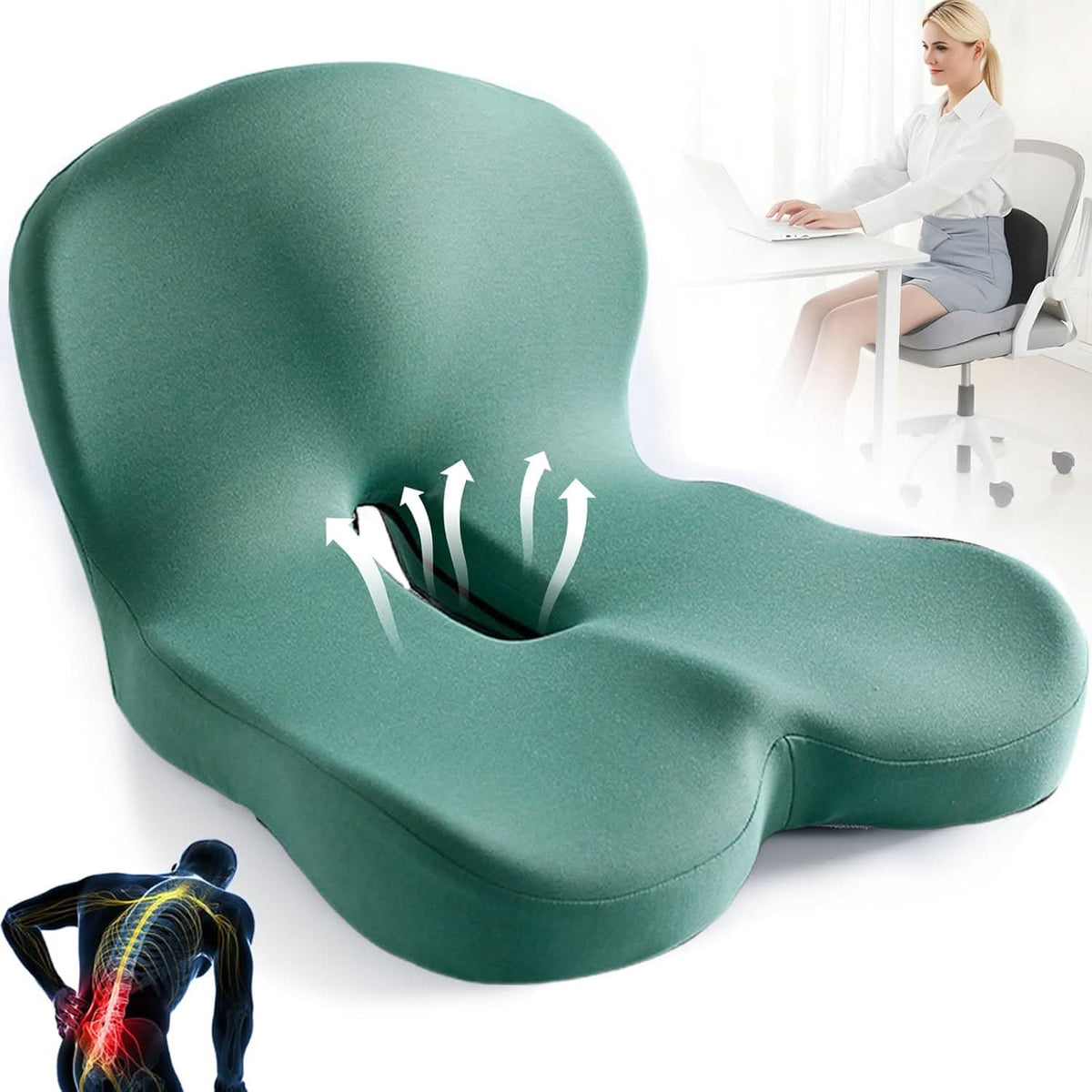 Memory Foam Seat Cushion — Ergonomic Posture Support Pad 7