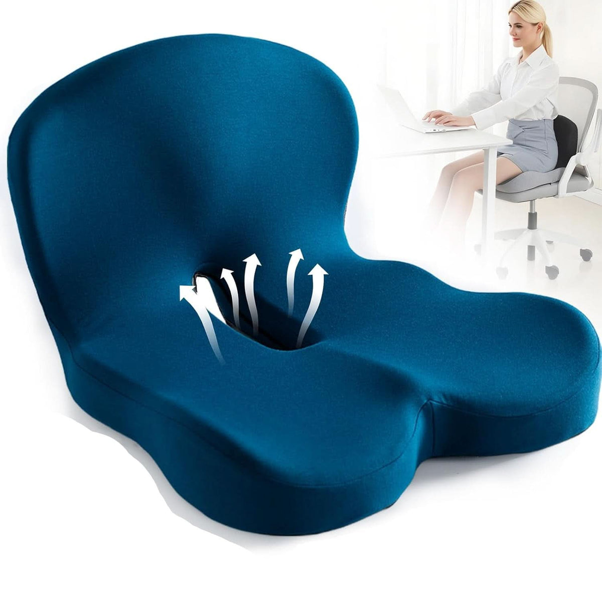 Memory Foam Seat Cushion — Ergonomic Posture Support Pad 9