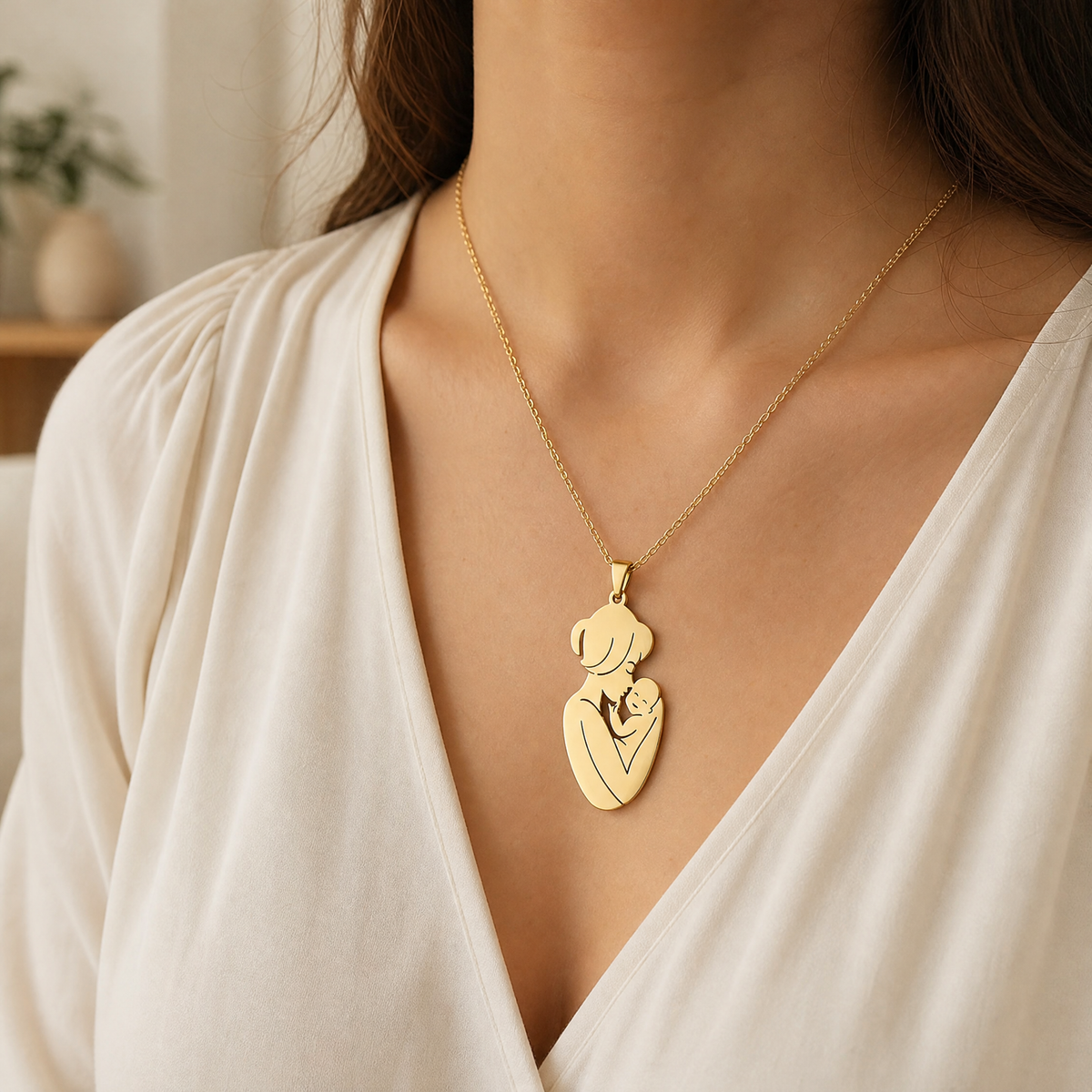 Gift for Mom — Mother & Child Stainless Steel Pendant Necklace 2