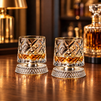 Whiskey Glass Set of 2 — 360° Rotating Diamond Cut Tumbler 1