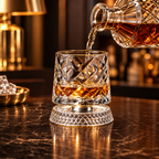 Whiskey Glass Set of 2 — 360° Rotating Diamond Cut Tumbler 3