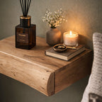Floating Acacia Wood Nightstands — Wall-Mounted Set of 2 2