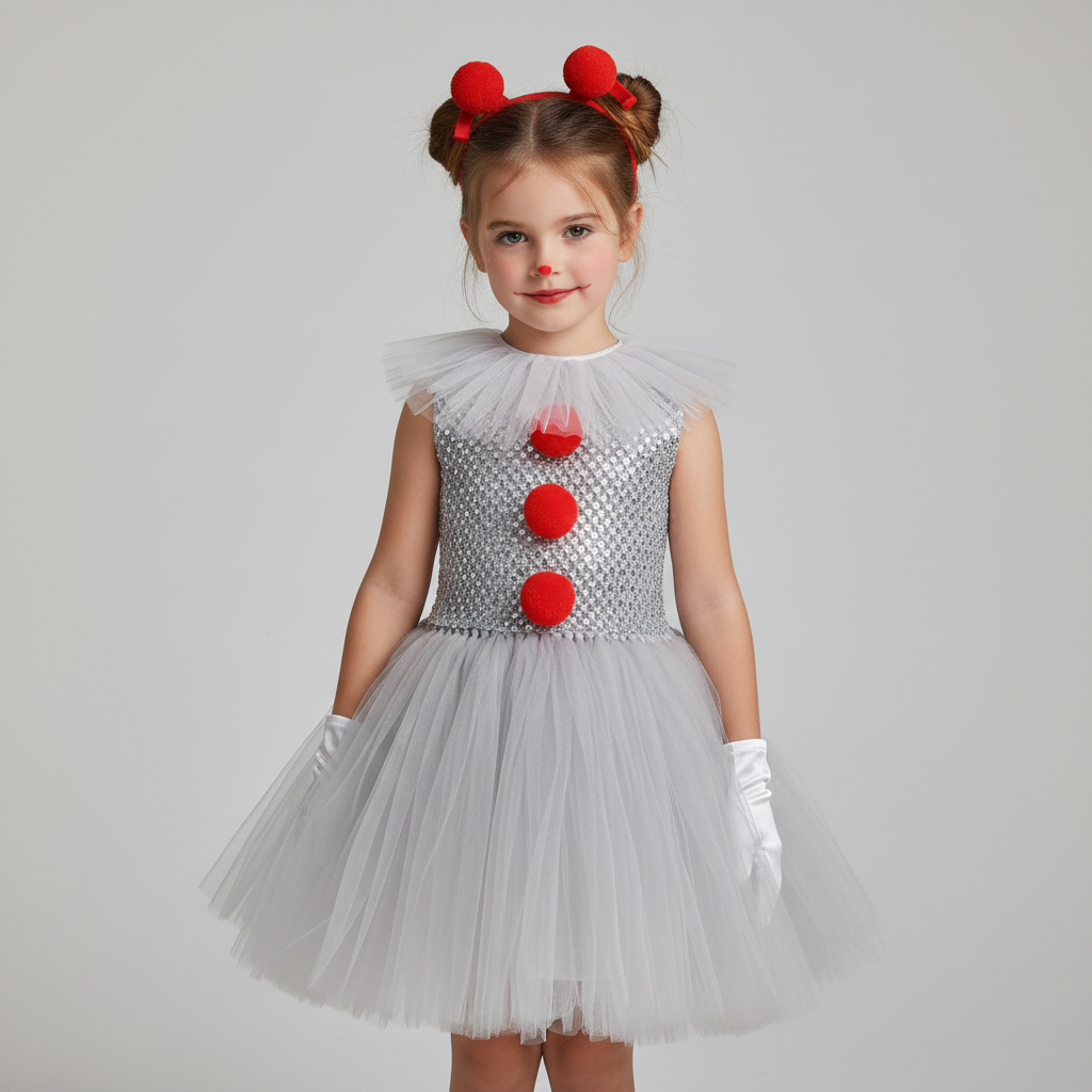 Girls Clown Tutu Dress Halloween Costume — Ages 3–10 2