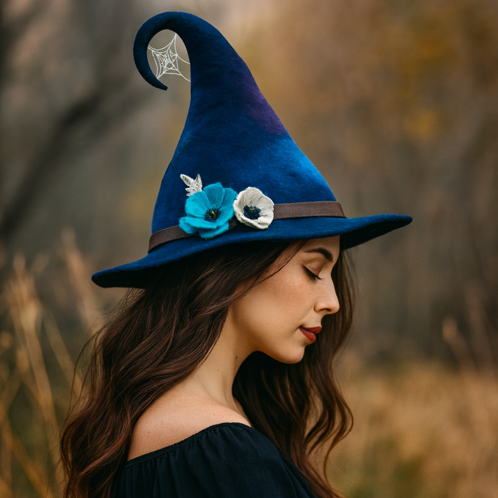 Handmade Merino Wool Witch Hat — Adjustable Adult Halloween 11