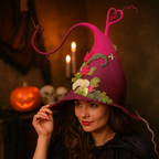 Handmade Merino Wool Witch Hat — Adjustable Adult Halloween 13