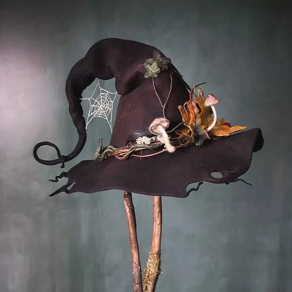 Handmade Merino Wool Witch Hat — Adjustable Adult Halloween 14